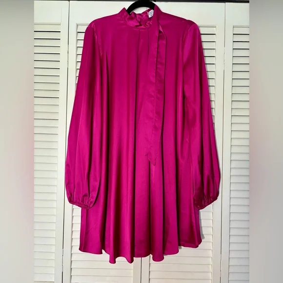 NWT Mac Duggal IEENA Magenta Satin 55968 Cocktail Mini Dress 8 ,12 - Picture 6 of 7